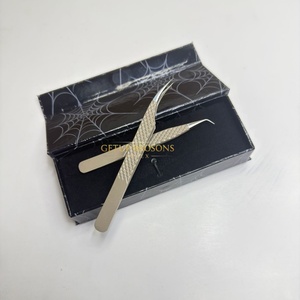 Boîtes personnalisées de haute qualité à double/simple fente avec pince à épiler en acier inoxydable à pointe isolée et prise diamantée pour cils - Product Image 6