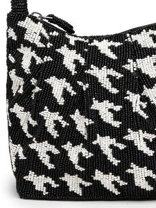 Luxury Handmade Black White Embroidered Zipper Clutch Bag Geometric Pattern Women's Evening Daily Use Purse Custom OEM Wholesale - Product Image 6