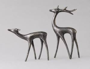 Décorations de Noël modernes en métal en forme de rennes, ensemble de 2 ornements faits à la main, finition noire - Product Image 3