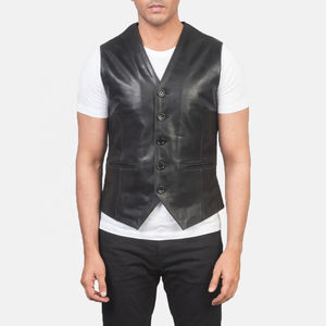 Gilet de moto classique en cuir pour homme, nouveau design, respirant, coupe-vent, imperméable, grande taille, haute qualité, vente chaude, personnalisable - Product Image 3