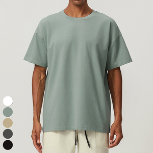 T-shirts en coton 100% pour hommes, style streetwear, coupe classique, avec broderie frontale effet vieilli et délavage acide, personnalisables, vente en gros - Product Image 3