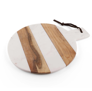 Planche à découper en bois et marbre avec boucle de suspension en corde, accessoires de cuisine, nouveauté artisanale, planche à découper en pierre blanche - Product Image 2