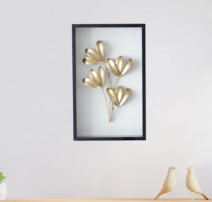 Décoration murale de haute qualité pour l'intérieur de la maison, cadre en métal, art mural, design floral doré, art mural le plus vendu, décoration intérieure - Product Image 1