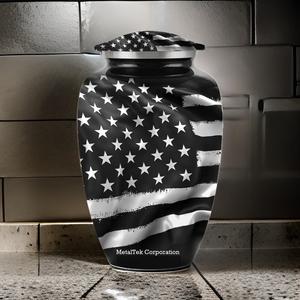 โกศบรรจุอัฐิรูปธงชาติอเมริกัน สไตล์ผู้ใหญ่ สีดำขาว สวยงาม ทำจากอะลูมิเนียม สำหรับงานศพ งานที่ระลึก และเก็บอัฐิ - Product Image 5