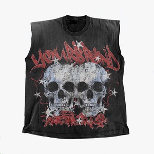 Camiseta sin mangas para hombre, 200 GSM, algodón premium, diseño gráfico vintage, color negro, logotipo personalizado, 100% algodón, corte holgado. - Product Image 2