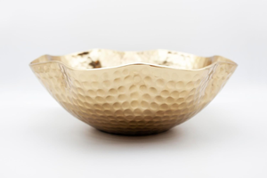 Wave Edge Scalloped Design Wabi Sabi Bloom Shape <b>Large</b> Decorative Hammered Metal Modern Handicraft Bowls Dishwasher <b>Safe</b> - Product Image 4