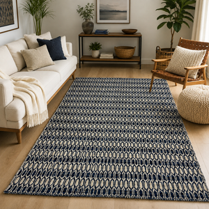 Tapis en laine noué à la main, motif géométrique, brun naturel et noir, poils plats, confortable, adapté aux animaux domestiques, tapis de zone fait main, style moderne pour la maison - Product Image 1