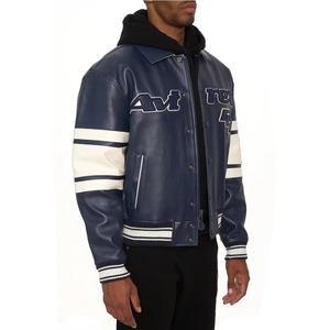 Custom Color & Sizes Top Selling <b>Men</b> <b>Leather</b> <b>Jackets</b> Custom Made Genuine <b>Leather</b> Embroidery Button Closure <b>Leather</b> Avirex <b>Jacket</b> - Product Image 3