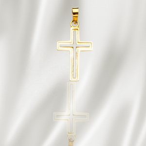 Pendentif croix silhouette plaqué or 14K bijoux religieux de couleur unie de haute qualité pour hommes et femmes - Product Image 4