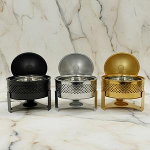 Recipiente Redondo de Acero Inoxidable para Calentar Alimentos, con Tapa, para Buffet, Bodas, Eventos y Catering en el Medio Oriente - Product Image 1