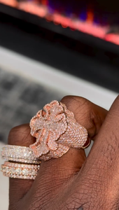 Bague de cocktail en forme de fleur en moissanite plaquée or rose avec micro-pavé, style hip-hop, pour femme, idéale pour un mariage - Product Image 5