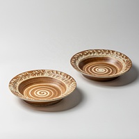 Porzellan-Teller & Geschirr Sushi-Teller Keramik Tiefer Teller Handbemalte Spirale Wabi-Sabi Tischkunst