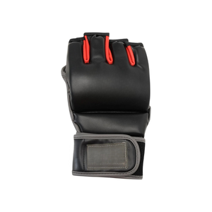 <b>Half</b> Finger Training Gloves For Adults With Velcro Closure Black And Red PU Leather Martial Arts Gloves - Product Image 2
