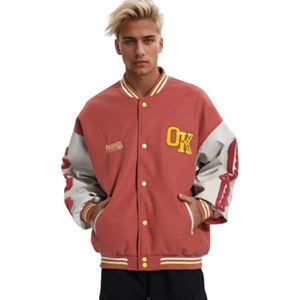 Chaqueta de Forro Polar de Primavera de Alta Calidad, Ligera, con Botones, Estilo Americano, Puños de Punto Acanalado, Corte Holgado, Chaqueta Varsity con Parches Frontales - Product Image 6