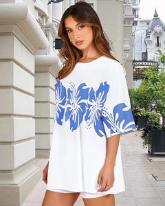 <b>Women's</b> <b>White</b> O-Neck <b>Short</b> <b>Sleeve</b> Floral Print Loose Fit Cotton Jersey Casual T-<b>Shirt</b> Spring Summer Top - Product Image 6