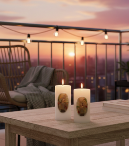 เทียนเสาตกแต่งทางศาสนา ชุด 2 ชิ้น – งานฝีมือสำหรับตกแต่งบ้านอย่างมีจิตวิญญาณและตกแต่งในงานเทศกาล - Product Image 2