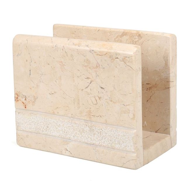 Latest Beige Marble Napkin Holder Premium Stone Tissue Stand Decorative Tabletop Home Decor Organizer
