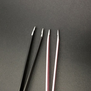 Pinzas para pestañas de acero inoxidable de alta calidad con logotipo personalizado y punta inclinada para la eliminación de vello de cejas - Product Image 5