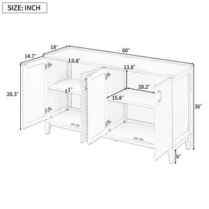 Large Storage Buffet with 4 Doors and Adjustable <b>Shelves</b> Sideboard for <b>Kitchen</b> Living Room Dining Room with Metal Handles - Product Image 4