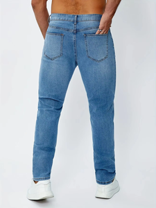 Jeans Rectos Rotos para Hombre, 60% Algodón, 28% Poliéster, 10% Viscosa, 2% Elastano, Denim Casual, Elasticidad Media, Secado Rápido, Invierno - Product Image 4
