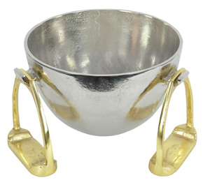 Enfriador de Vino de Lujo para Mesa de Salón, Cuenco Decorativo Grande y Curvo de Plata para Champán con Soporte de Estribo de Caballo Dorado - Product Image 6