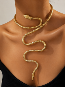 Collar de Serpiente de Lujo Chapado en Oro de Latón, Gargantilla de Serpiente, Joyería de Moda para Mujer, Regalo Elegante - Product Image 2