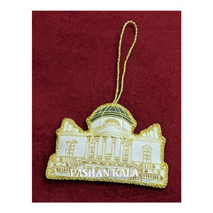 Nuevo diseño tradicional en forma de bola y bordado Zari dorado de Color rojo con adornos colgantes de árbol de Navidad de trabajo con cuentas - Product Image 5