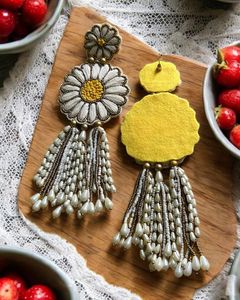 Gorgeous Embroidered Beaded <b>Earrings</b> with Colorful Handmade Patterns and Stylish Traditional Craftsmanship for Women - Product Image 4