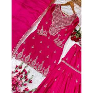 ชุดเครื่องแต่งกายปาร์ตี้ผู้หญิงสวยๆพร้อม dupatta บนล่าง - Product Image 3