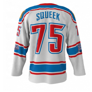 Maillot de hockey personnalisé sublimé - Imprimé, respirant, broderie 3D, antibactérien, col en V, nom et numéro personnalisés, tailles adultes, 100% coton - Product Image 2