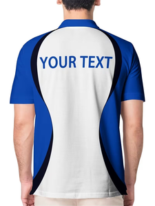 Men's Blue <b>White</b> Solid Front Printed for Shirt Short Sleeve Digital Printing Jersey Knitted Breathable Quick Dry OEM Service - Product Image 4