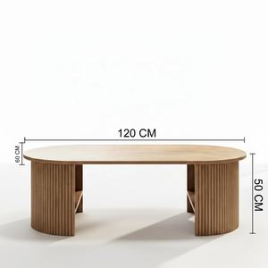 Table basse en bois massif cannelé pour salon, vente en gros B2B - Product Image 1