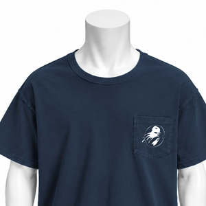<b>Navy</b> Blue Weathered Pocket Tee Premium Washed Cotton Short Sleeve T Shirt Relaxed Fit Chest Pocket Vintage Streetwear Casual <b>Top</b> - Product Image 3