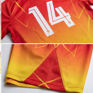 Custom Sublimated <b>Soccer</b> Jersey Set Men's Red Yellow Gradient 100% Polyester Moisture Wicking Short Sleeve Uniforms Adult Size - Product Image 6