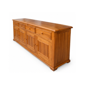 Buffet en bois massif avec 4 portes et 4 tiroirs, armoire de rangement traditionnelle pour salle à manger, usage domestique - Product Image 3