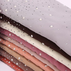 Women's Chiffon <b>Shawl</b> with Rhinestone Dot Pattern Breathable Daily Wear Scarf Gray Muslim Women Ethnic Hijab Friendly - Product Image 4