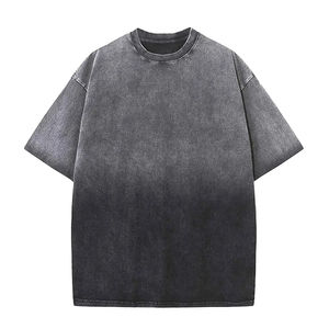 Camiseta Oversize de Hombre con Lavado Ácido, Tejido Sólido, Manga Corta, 100% Algodón, Secado Rápido, Transpirable, Moda Verano Vintage - Product Image 1