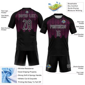 Uniforme de Voleibol Personalizado de la Mejor Calidad para Hombre, Ropa Deportiva de Nuevo Estilo, Jersey de Fútbol Sublimado en Negro y Rosa - Product Image 3