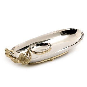 Attractive Design Leaf Dish In Brass And Aluminium For Serving Snacks Nuts And Cosmetics <b>Vanity</b> <b>Tray</b> At Low Rate - Product Image 1