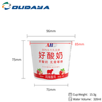320ml 180g desechable PP inyección de plástico en forma de helado yogur recipiente de plástico