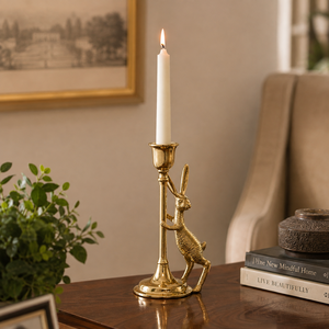 Support de bougie en laiton de qualité supérieure en forme de lapin, porte-bougie conique, décoration d'intérieur au design animalier, centre de table de mariage, cadeau - Product Image 5