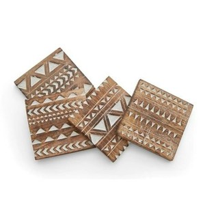 Posavasos de Madera de Mango con Diseño de Pulpo Grabado, Hechos a Mano en Moradabad, Venta al Por Mayor - Product Image 2