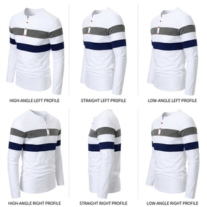 Mens Fashion Striped Henley Shirts Long Sleeve Casual Slim Fit T Shirts Comfortable Color Block Cotton Pullover Tee Shirt - Product Image 4