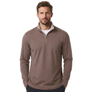 Golf Clothing Outdoor Sports Solid Stand Collar Autumn Knitted 1/4 Zip Long Sleeve Fleece Pullovers <b>Sweatshirts</b> for <b>Men</b> - Product Image 6