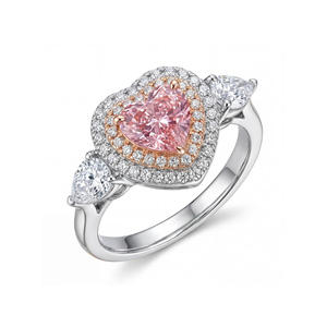 Luxury <b>Heart</b> Cut <b>Pink</b> Moissanite Engagement <b>Ring</b> White Side Stones 925 Sterling Silver Romantic Bridal Jewelry Gift For Women - Product Image 1