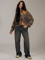 Cardigan en tricot décontracté pour femme, avec logo sur le devant, chaud, doux et léger, pull tendance à manches longues pour un usage quotidien
