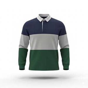 Maillots de rugby personnalisés à manches longues pour hommes, polos rayés épais, vêtements d'extérieur - Product Image 2