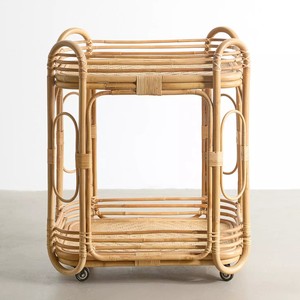 Produced in Vietnam high quality rattan food carts portable drinks bar cart handmade cane barcarts - Product Image 1