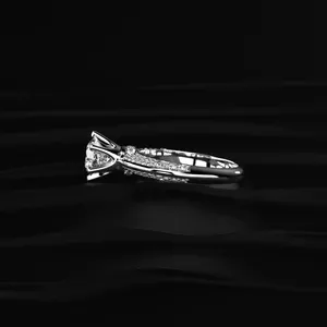 Round Solitaire Engagement Milgrain Labgrown Diamond D-E VVS-VS <b>Ring</b> For Women Pave Band Buy Direct From <b>Indian</b> Trusted Supplier - Product Image 5