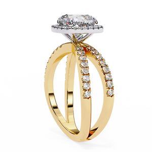 Luxury <b>Cushion</b> Halo Diamond Engagement Ring with Split Shank - Product Image 4